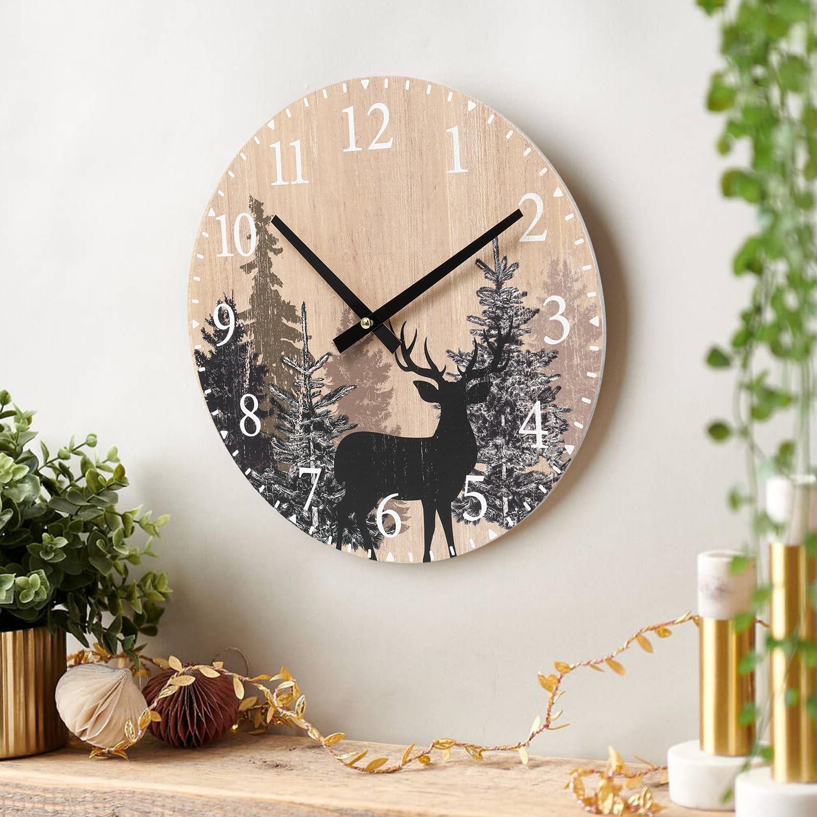 Amazon.co.jp: SwallowLiving キャビン 鹿 壁掛け時計 12インチ